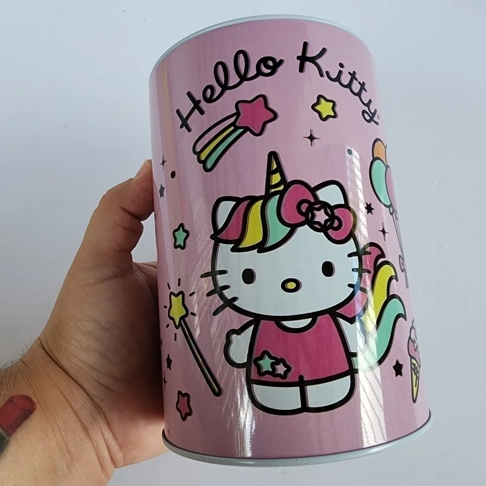 NEW Hello Kitty Sanrio Pink Unicorn Tin Can Coin Bank